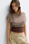 boatneck top - Beige melange