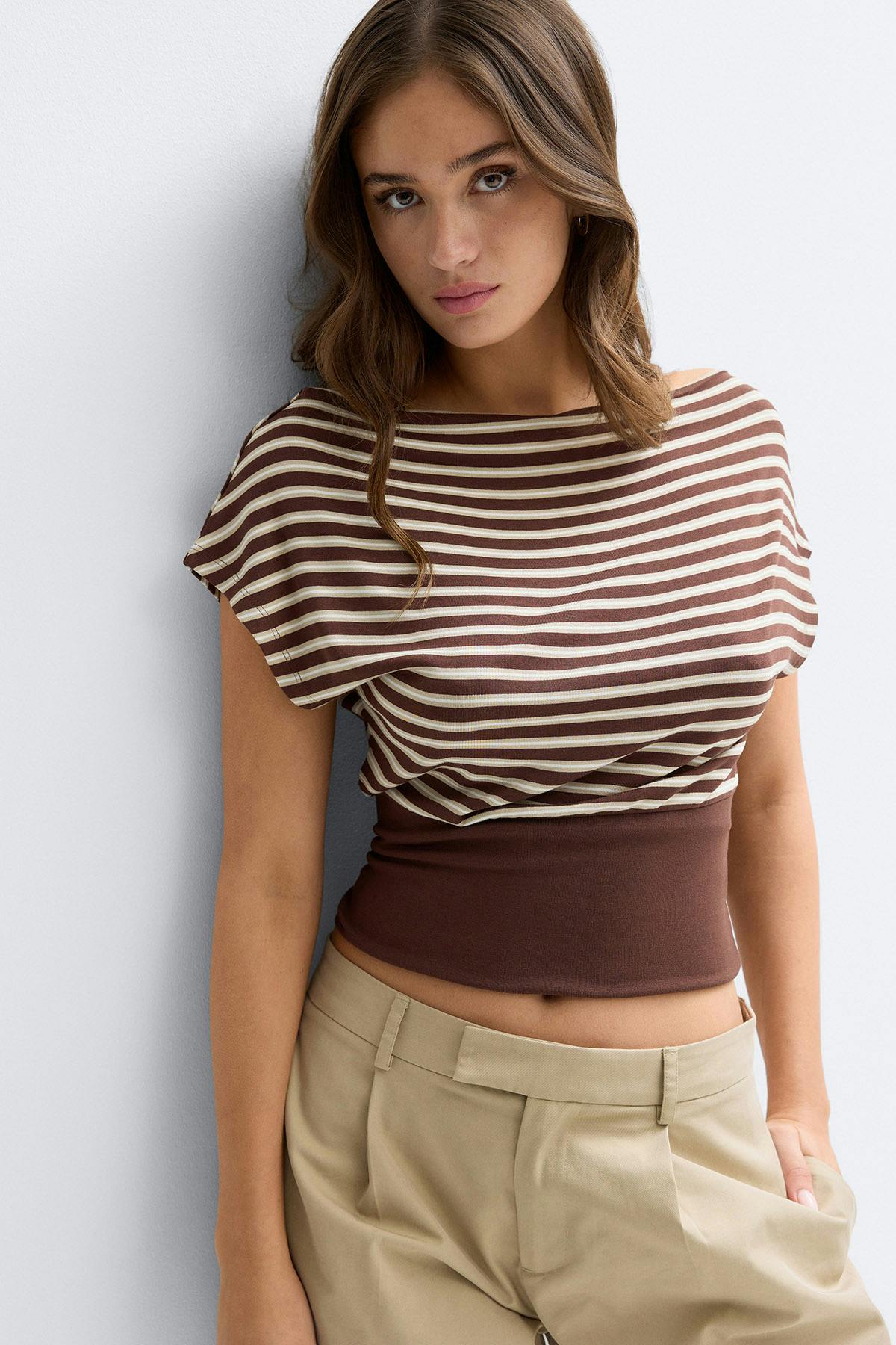 boatneck top - Beige melange