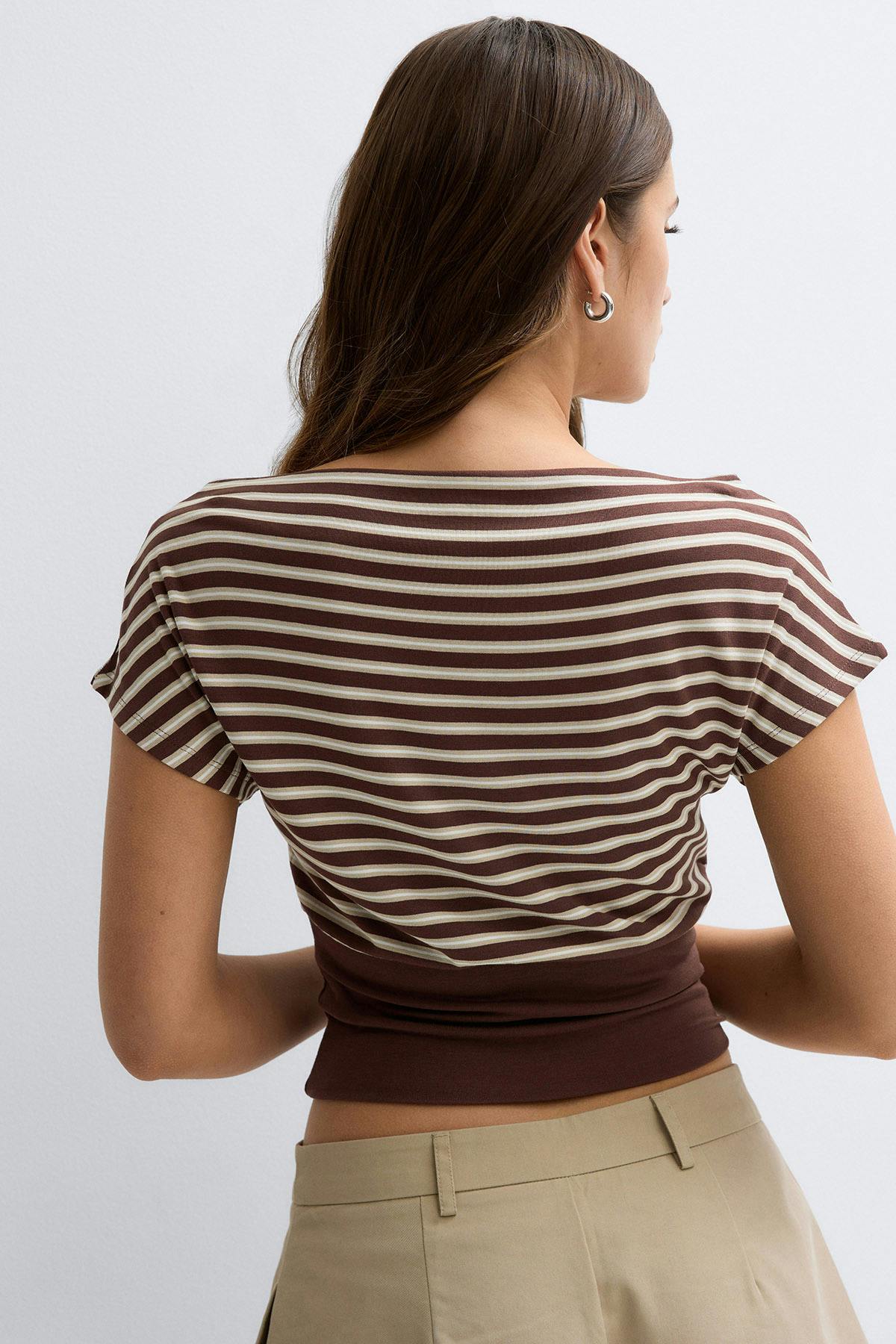 boatneck top - Beige melange
