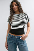 boatneck top - Brown/stripe