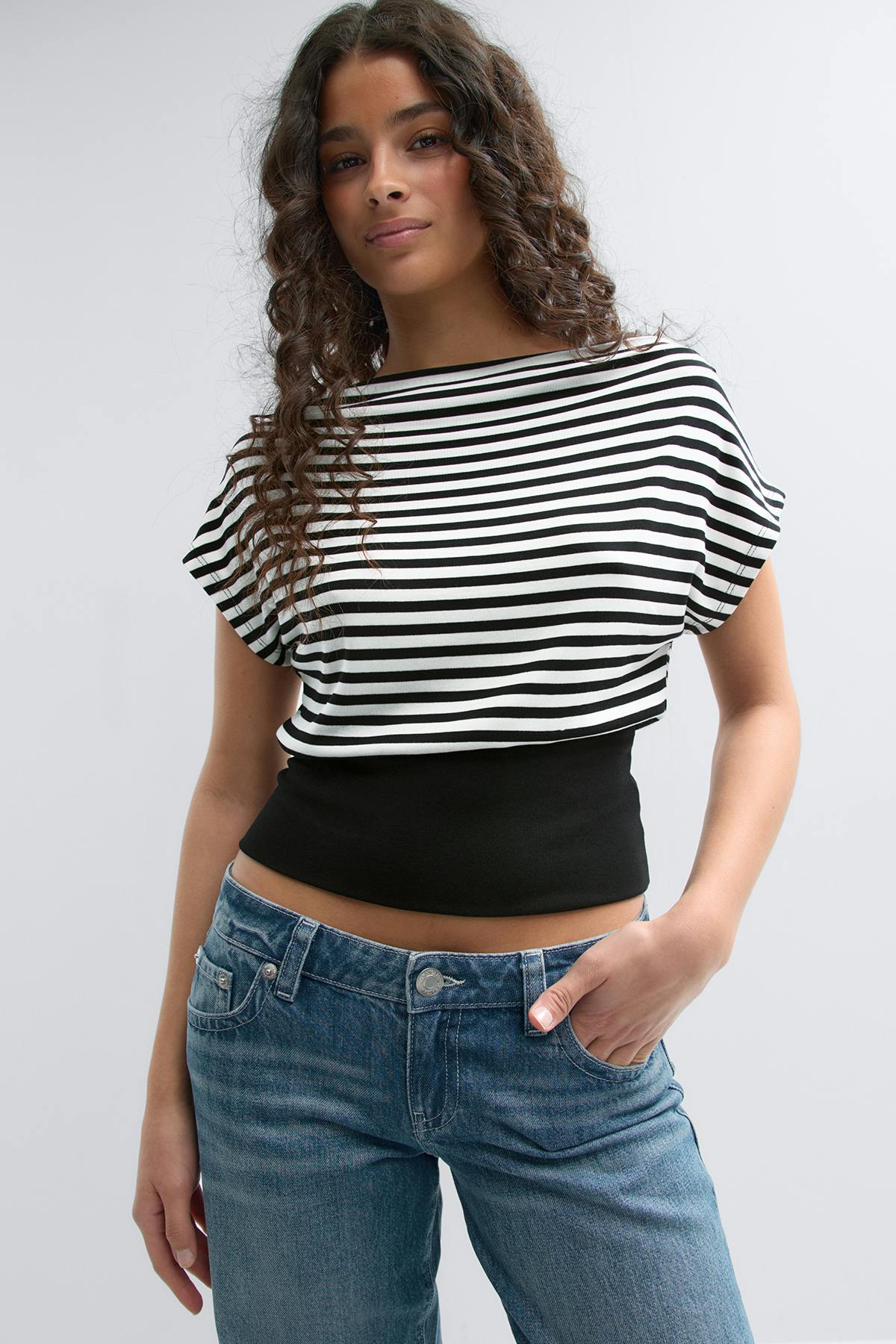 boatneck top - Brown/stripe