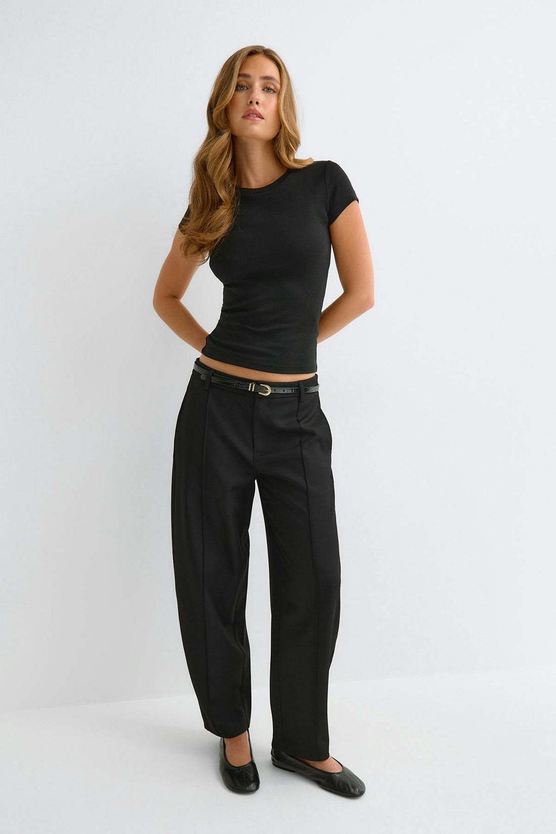 Bold barrel pintuck trousers - Noir