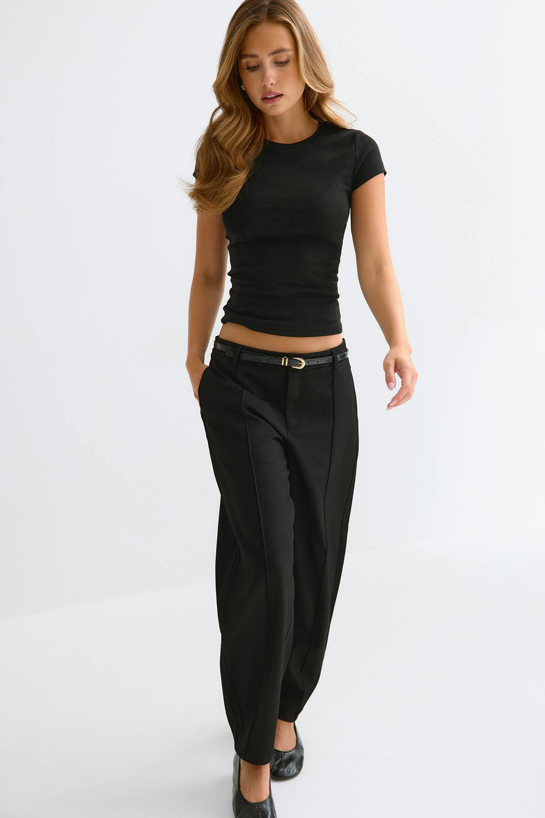 Bold barrel pintuck trousers - Noir