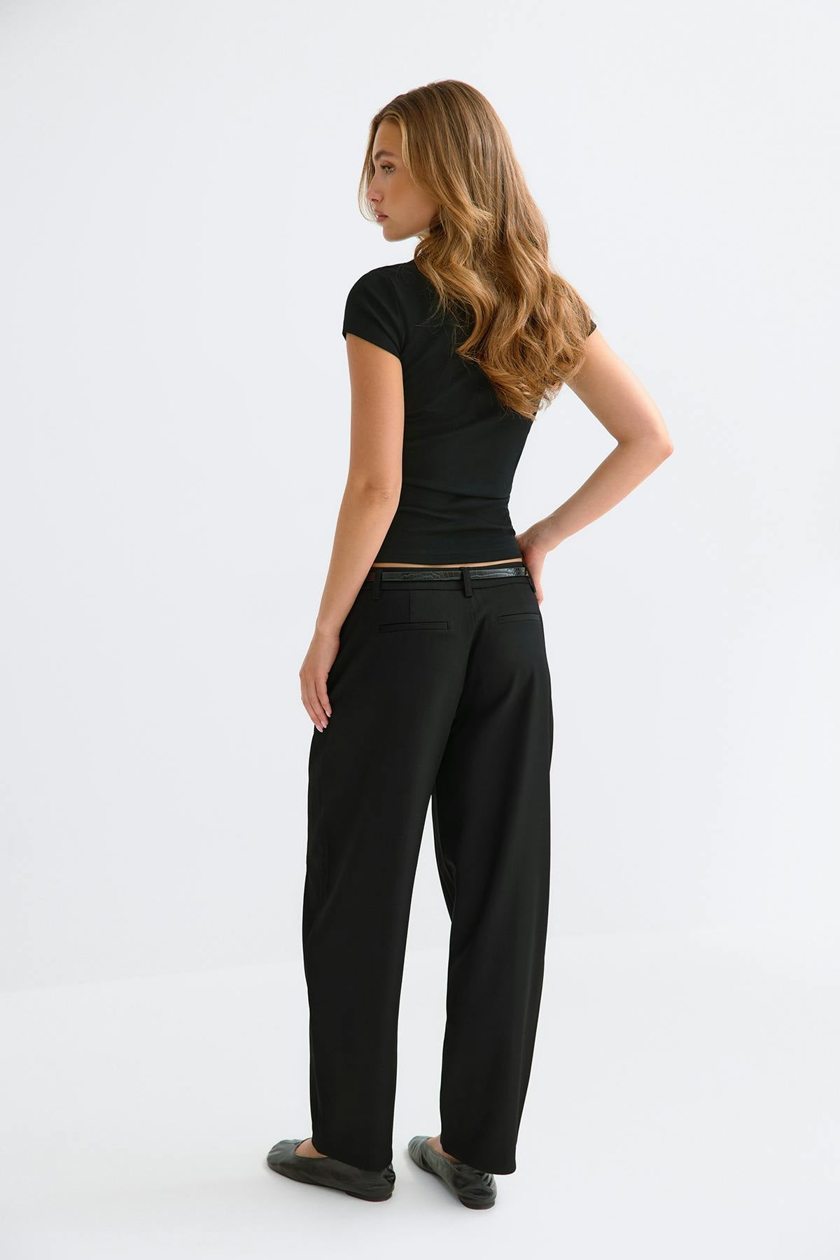 Bold barrel pintuck trousers - Noir