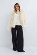 Faux fur short jacket - Bordeaux
