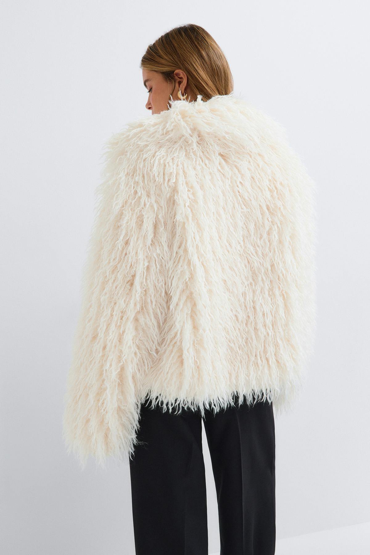 Faux fur short jacket - Bordeaux