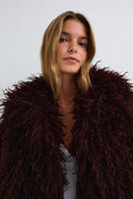 Faux fur short jacket - Marron foncé