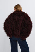 Faux fur short jacket - Marron foncé