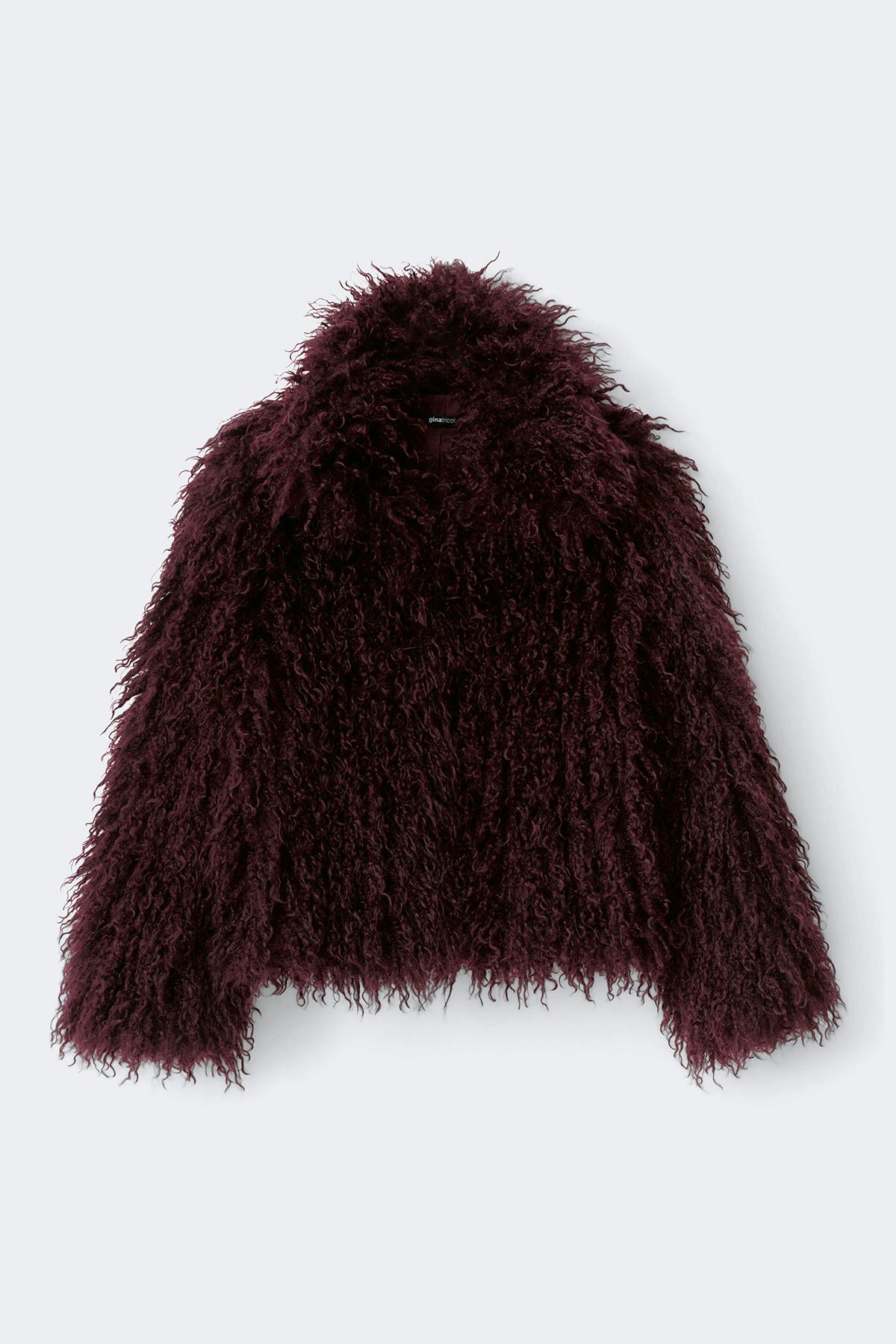 Faux fur short jacket - Marron foncé