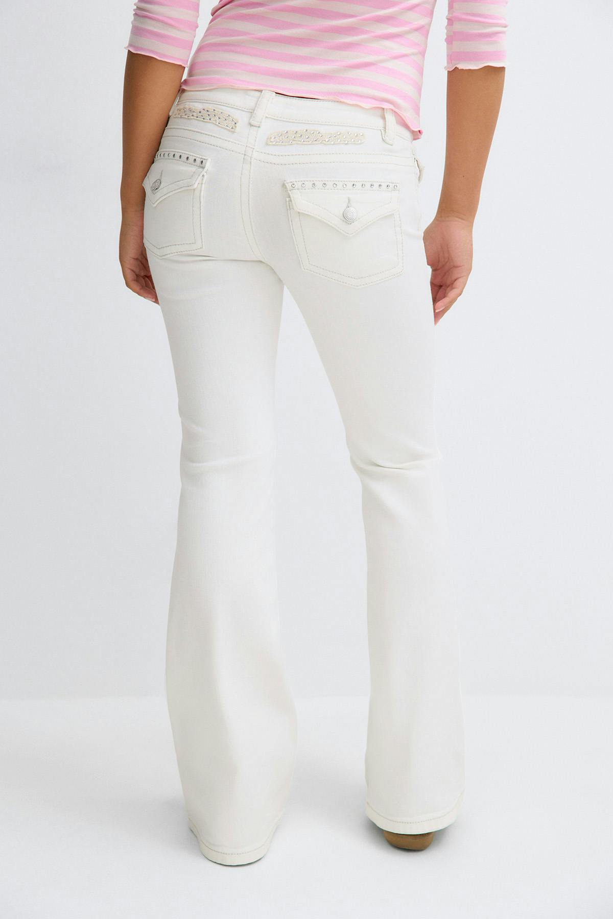 Y angel wings flare jeans - Blanc