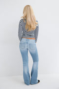 14+ pleated flare jeans - Super lt blue ripped