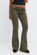 14+ pleated flare jeans - Vintage blue