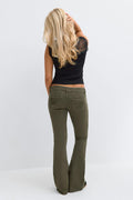 14+ pleated flare jeans - Camo
