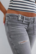 14+ pleated flare jeans - Camo