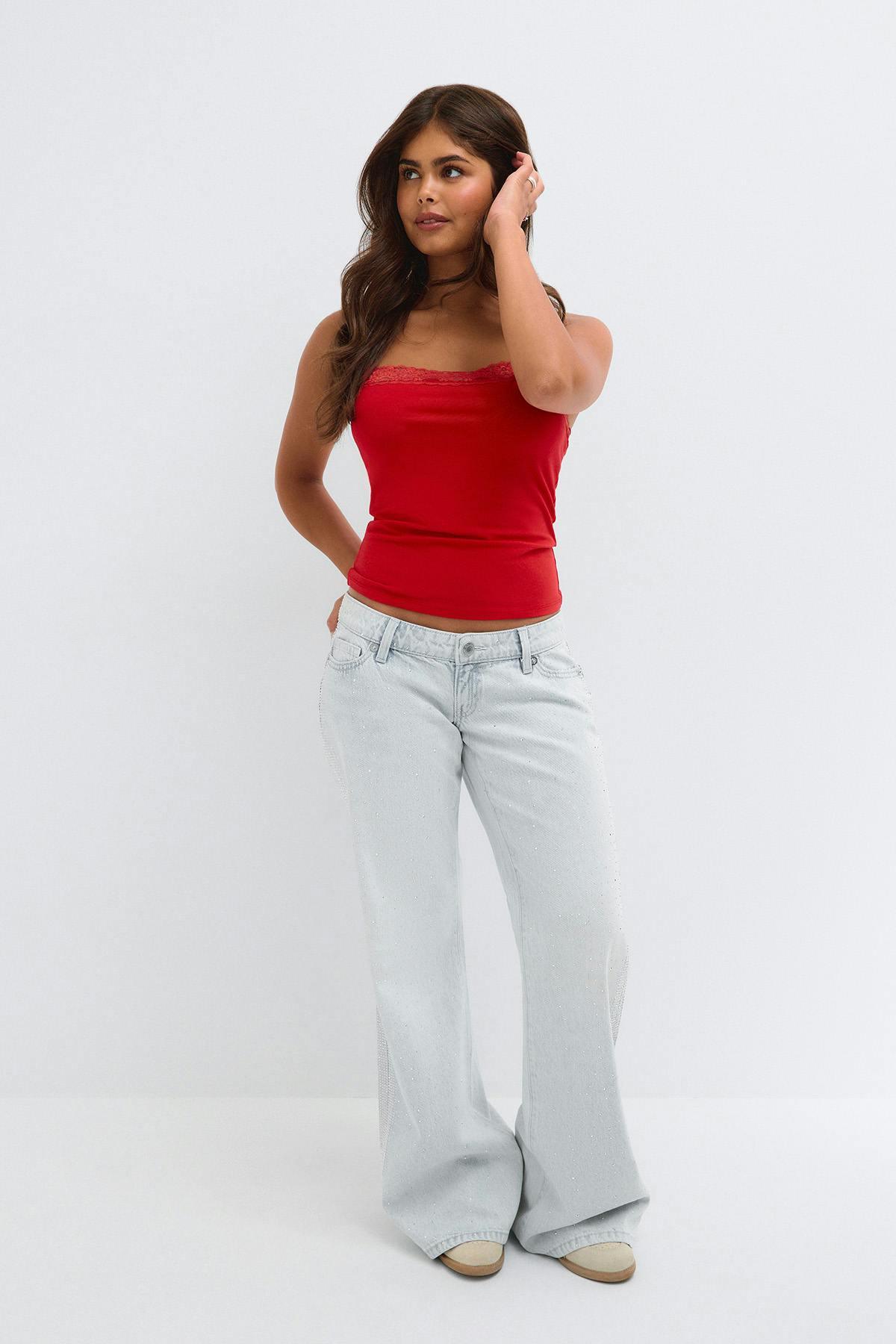 14+ cali dream low rise jeans - Rhinestones
