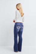 14+ decorated low flare jeans - Bleu foncé