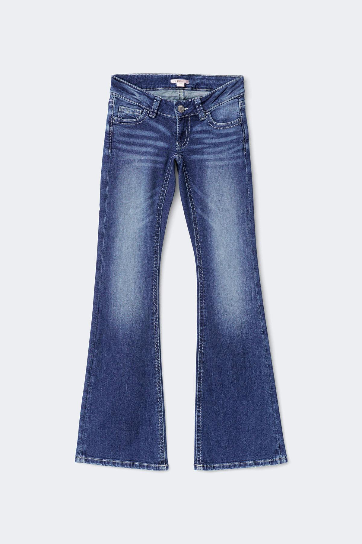 14+ decorated low flare jeans - Bleu foncé