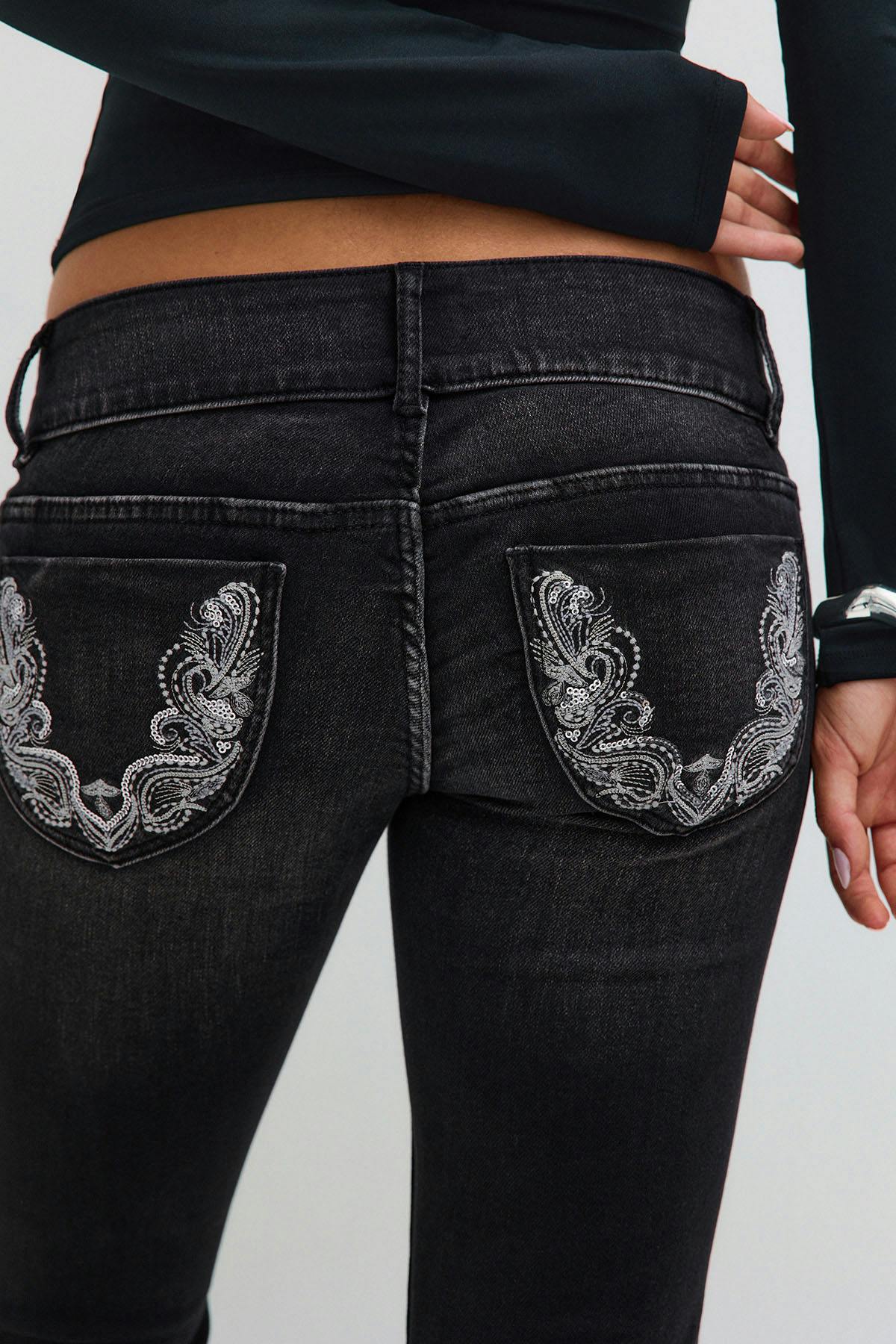14+ x-tra low pleated jeans - Noir