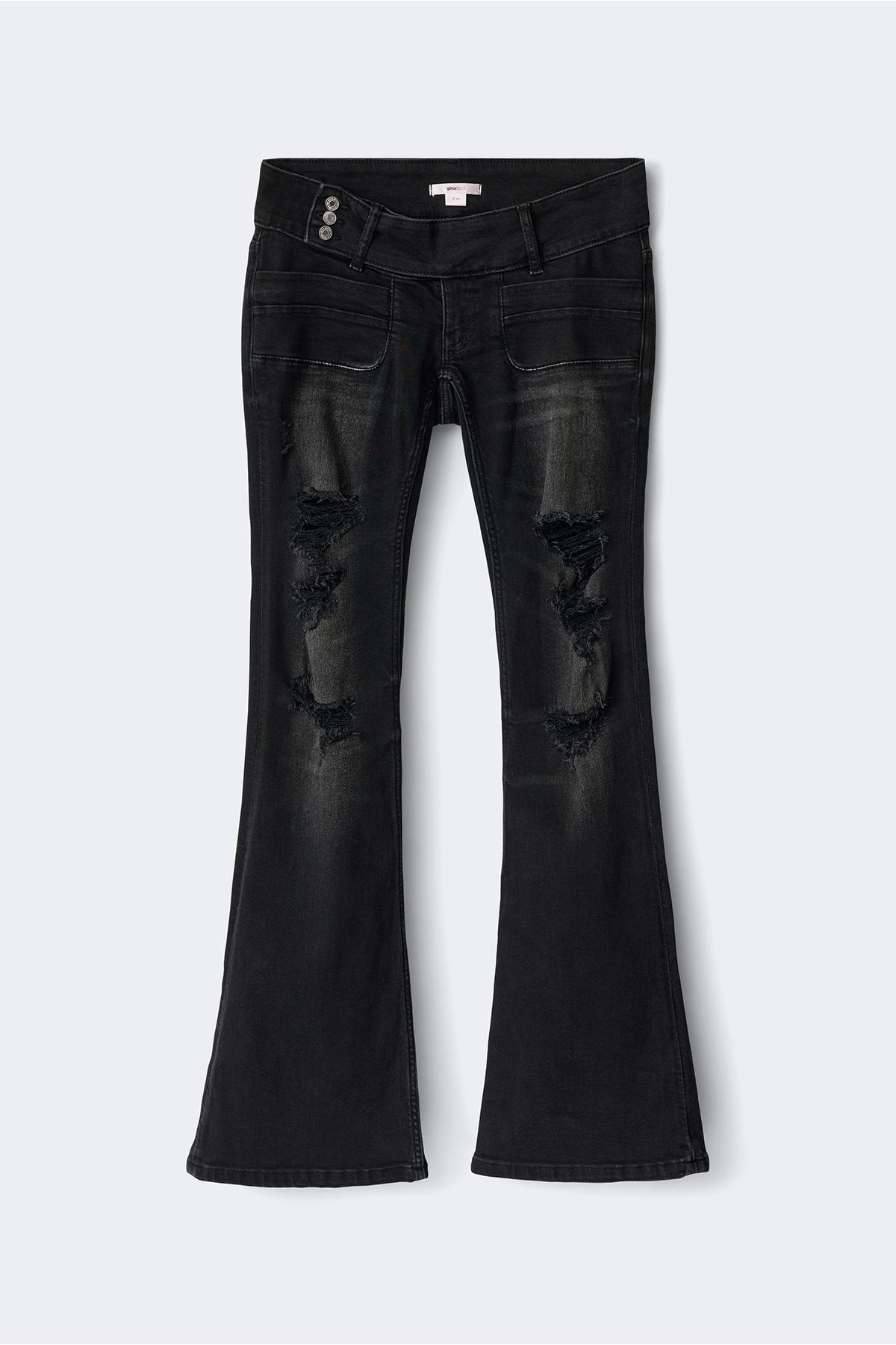 14+ x-tra low pleated jeans - Noir