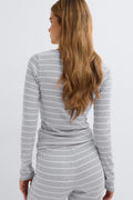 Long sleeve loungewear top - Grey melange stripe