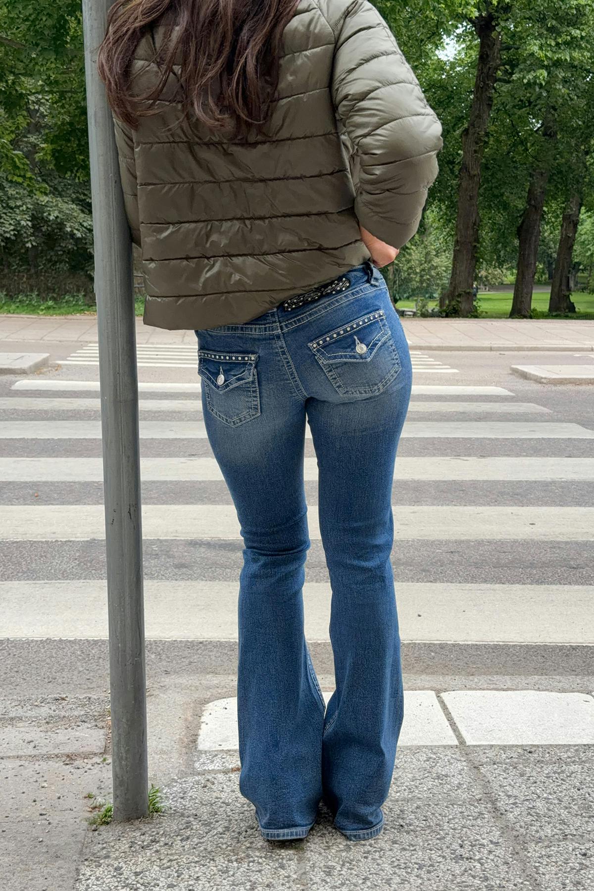 14+ angel wings flare jeans - Gris