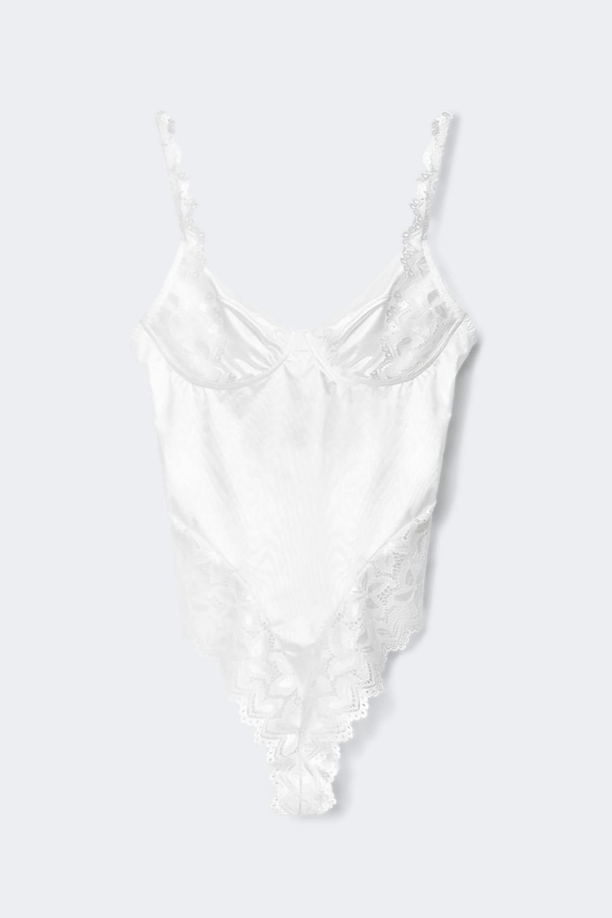 Lace detail body - Egret