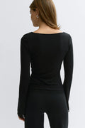 Square neck lace top - Noir