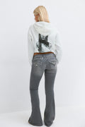 14+ low rise flap jeans petite - Gris
