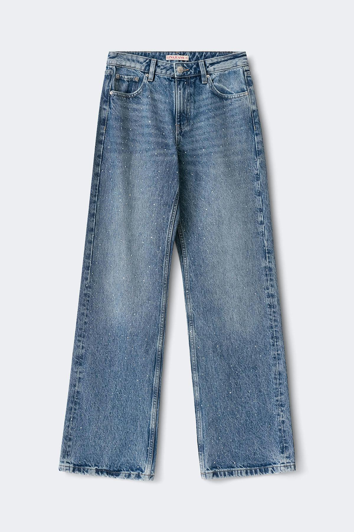 Rebel rhinestone jeans - Bleu
