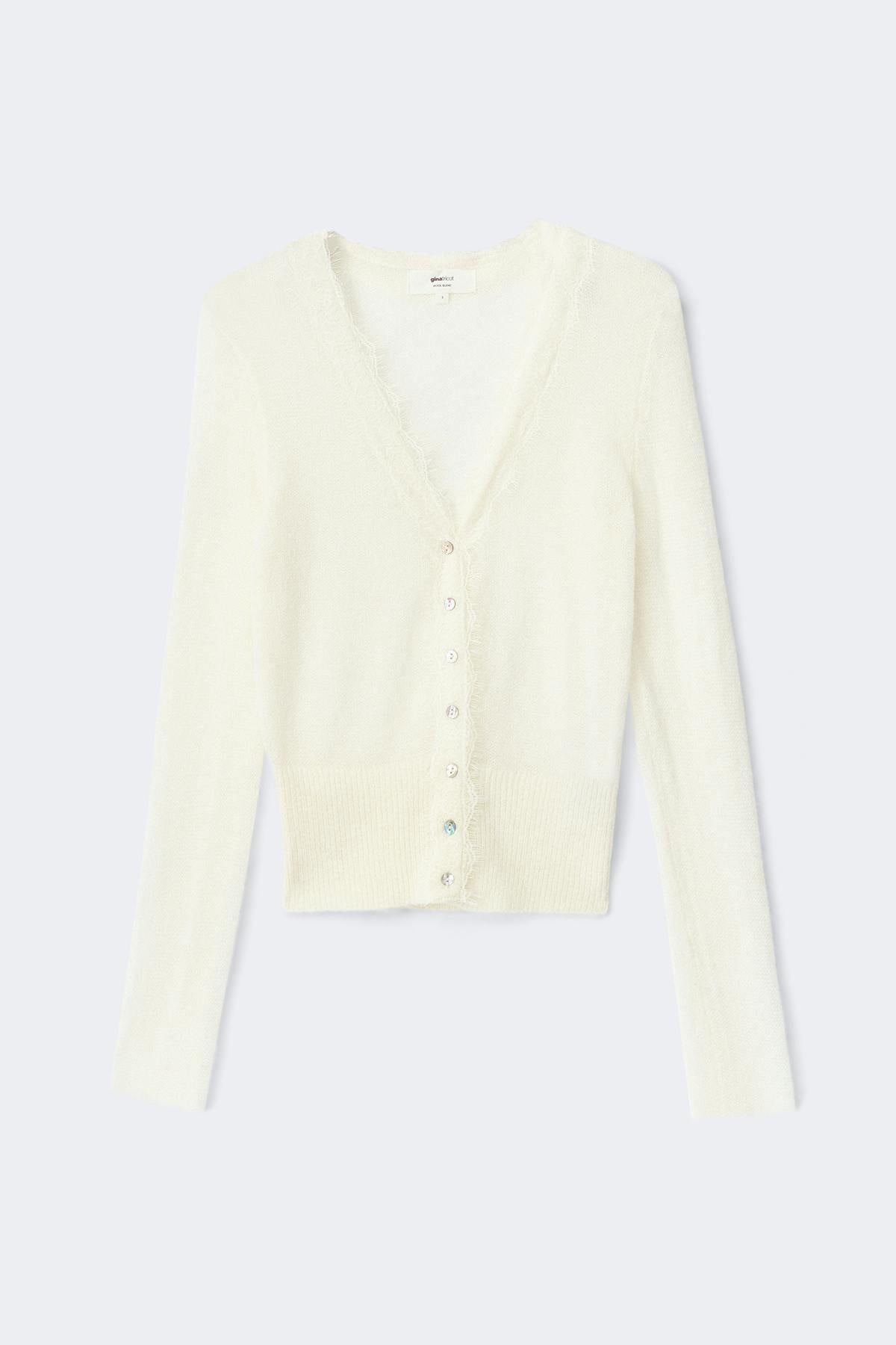Knitted lace cardigan - Blanc cassé