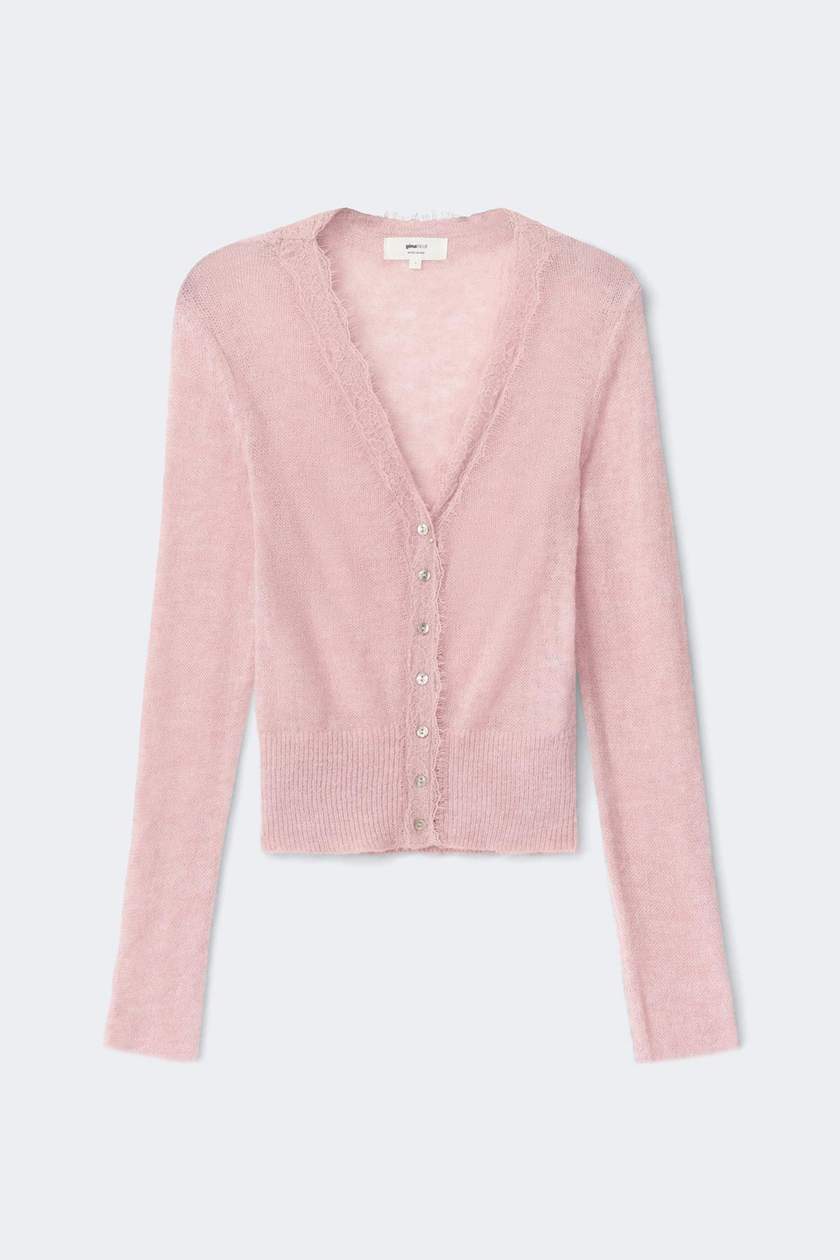 Knitted lace cardigan - Pale mauve