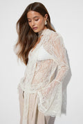 Lace long sleeve top - Flower aop