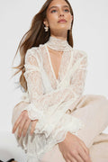 Lace long sleeve top - Creme