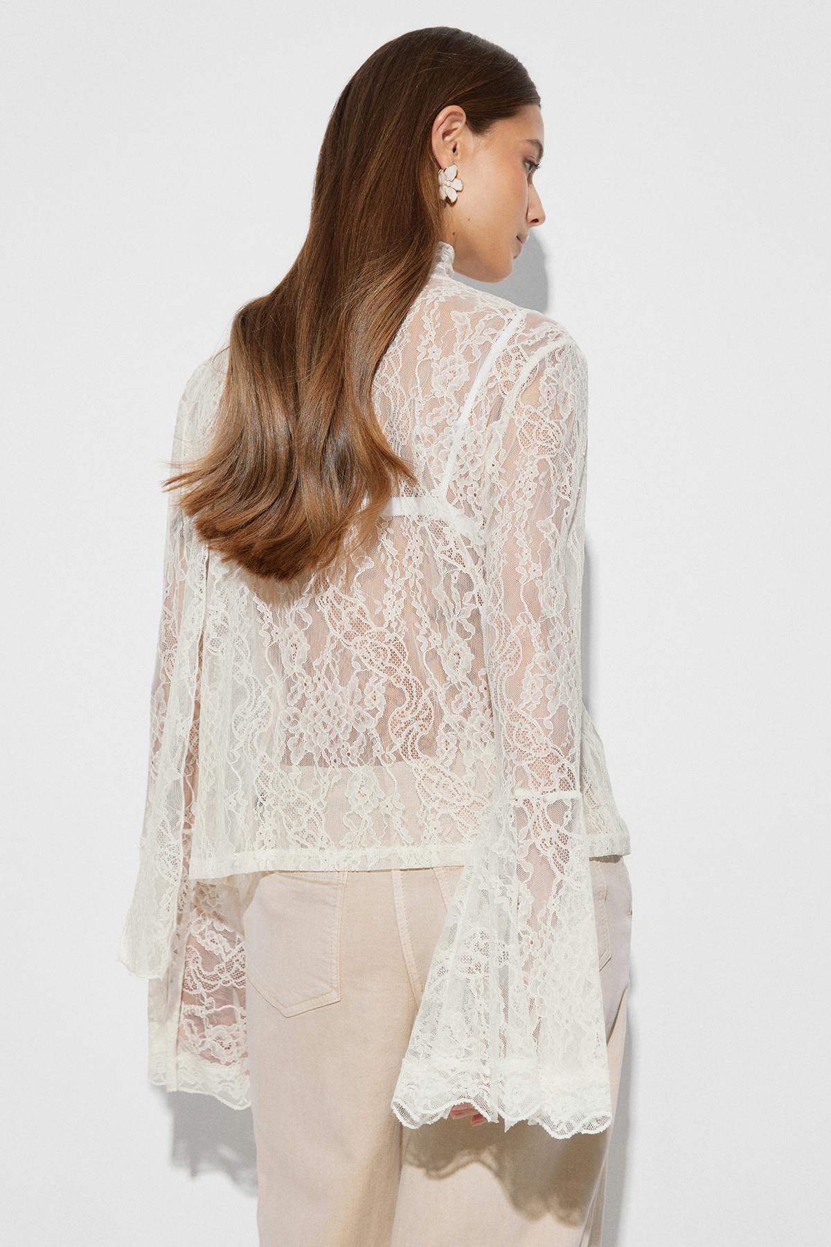 Lace long sleeve top - Creme
