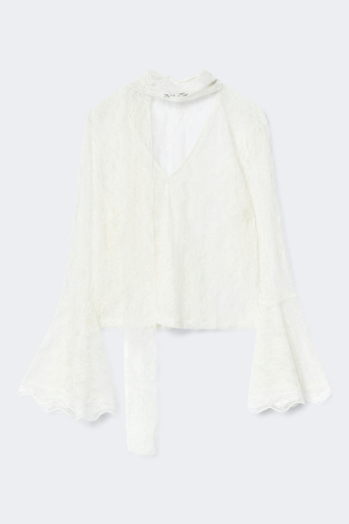 Lace long sleeve top - Creme