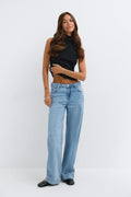 Twisted wide jeans - Bleu clair