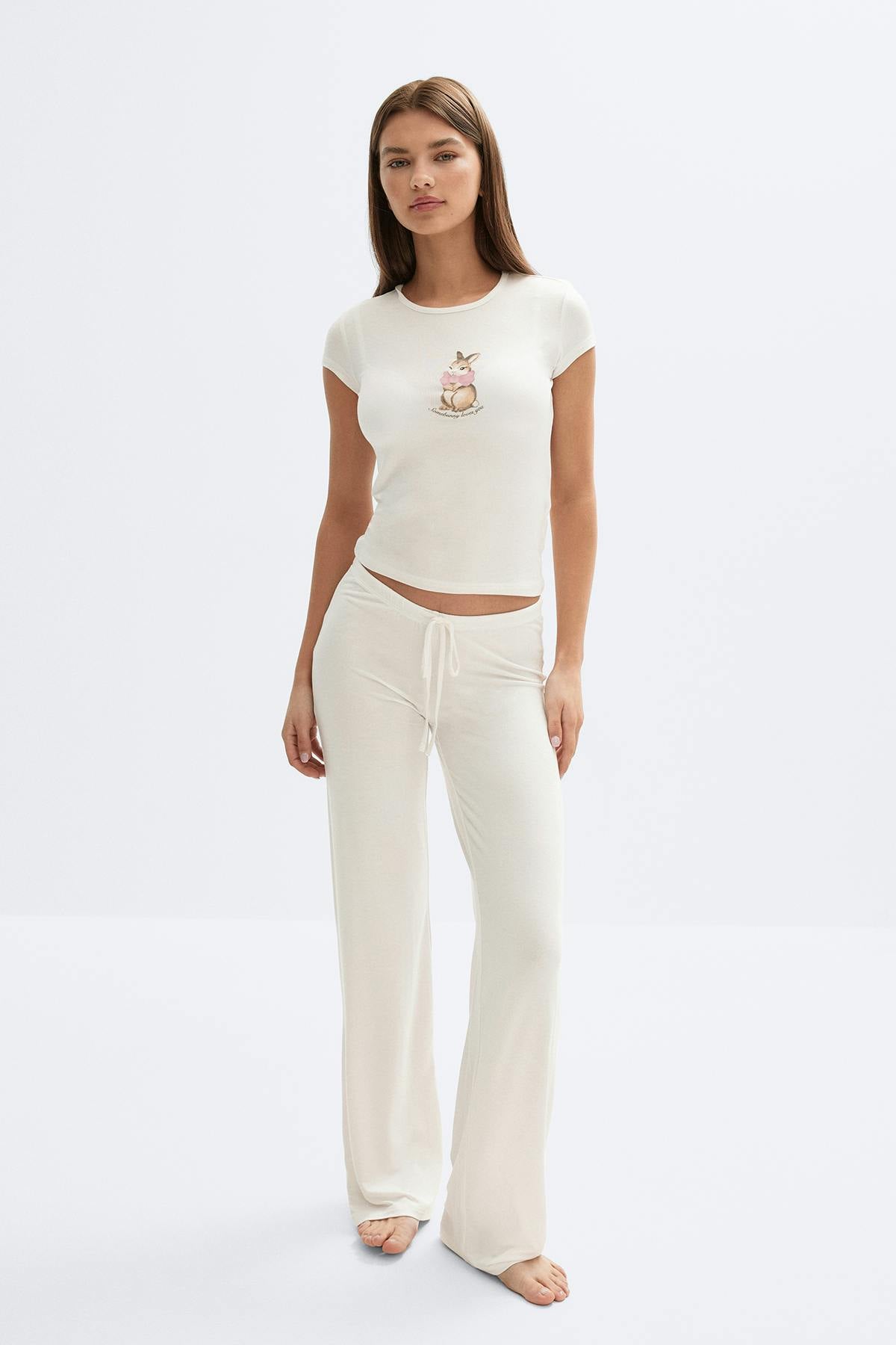 Tight loungewear top - Powder melange