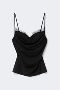 Draped lace singlet - Noir