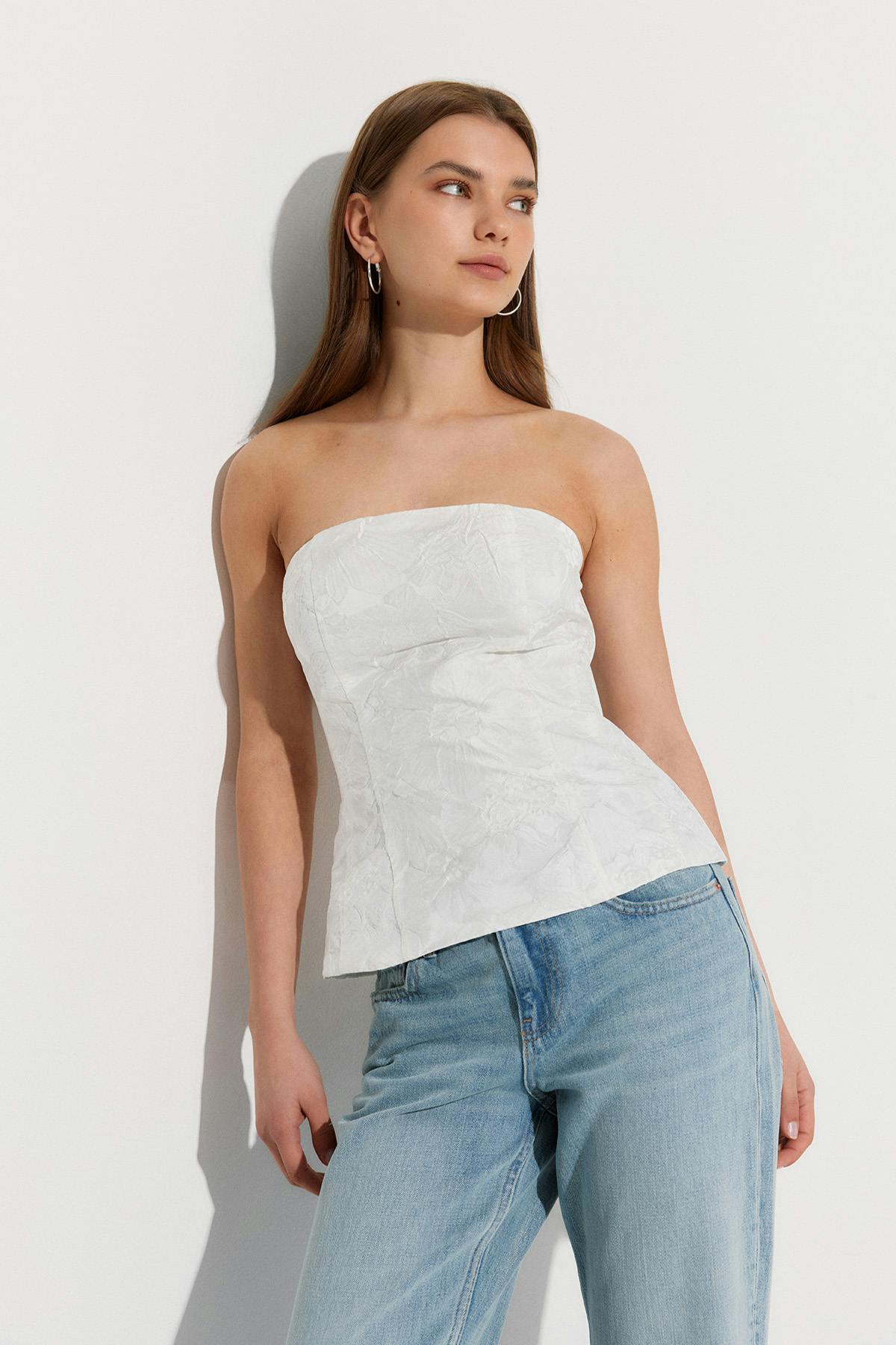 Brocarde corset top - Blanc cassé