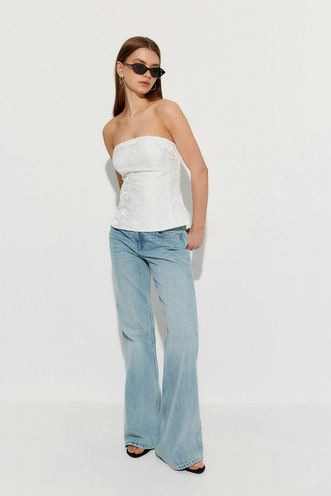 Brocarde corset top - Blanc cassé