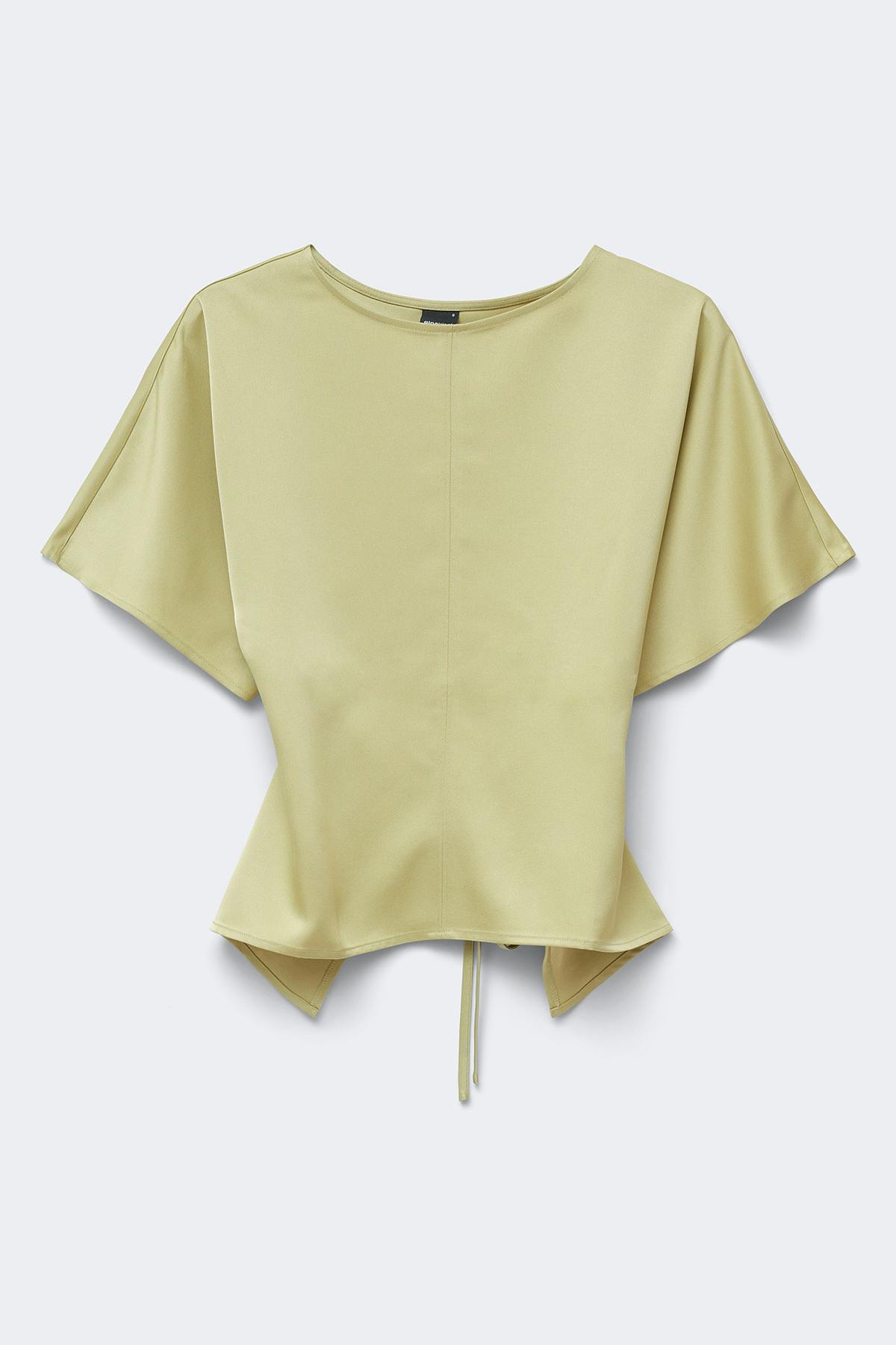 Open back satin blouse - Taupe grey