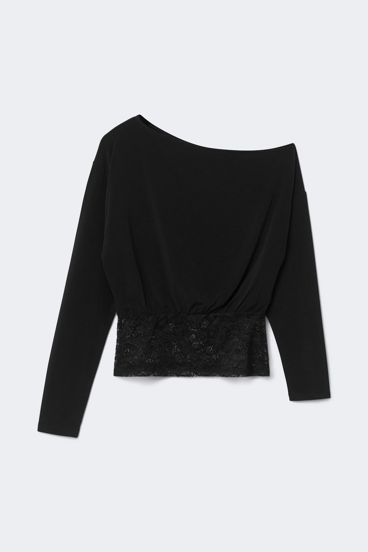 Slouchy lace top - Noir