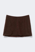 Beaded mini skirt - Marron foncé