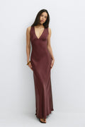 Satin maxi dress - Butter yellow