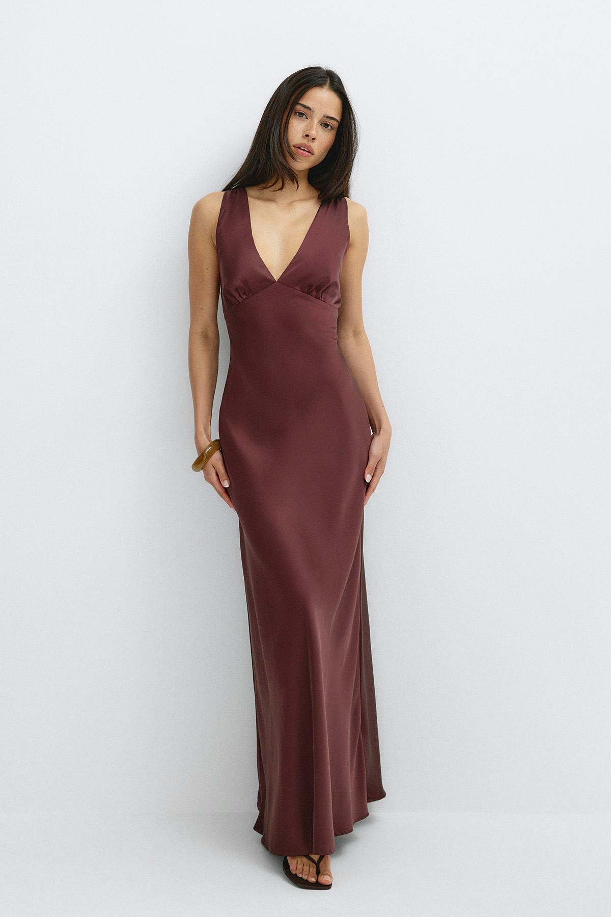 Satin maxi dress - Butter yellow