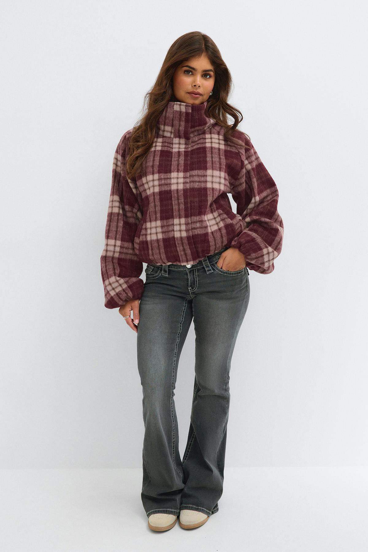 14+ checked bomber jacket - Red check