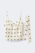 Satin scarf singlet - Black dot