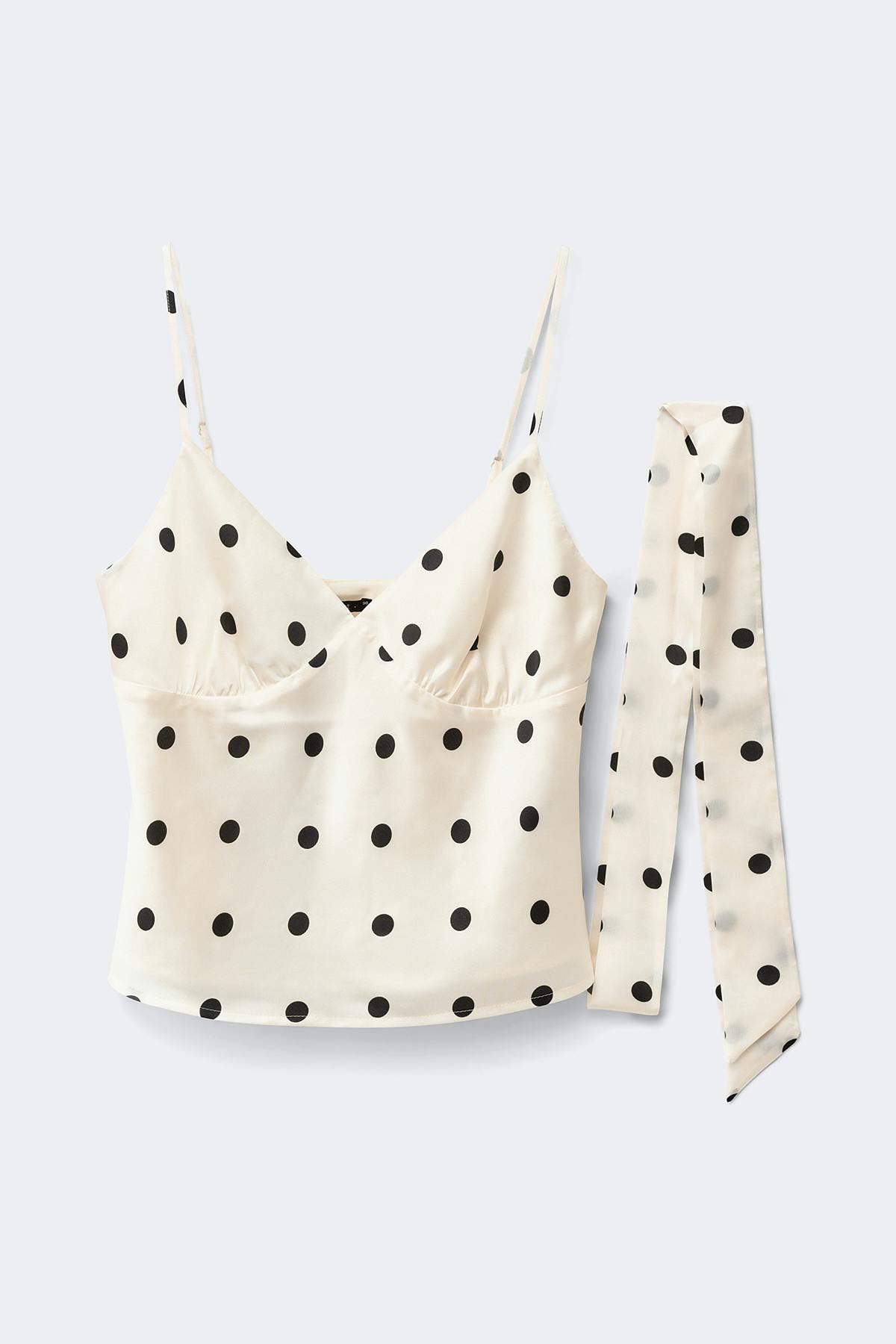Satin scarf singlet - Black dot