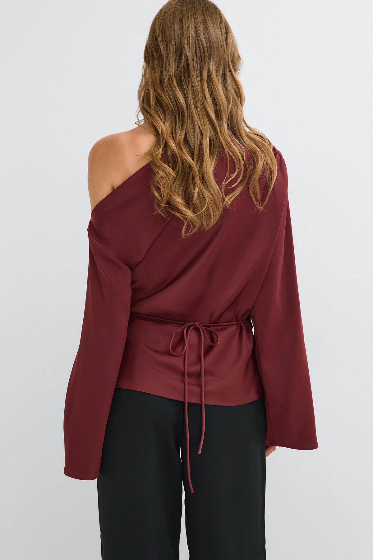Draped satin blouse - Rust