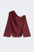 Draped satin blouse - Rust